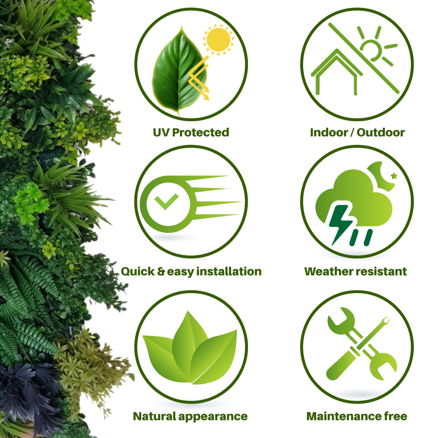 Fence with artificial greenery